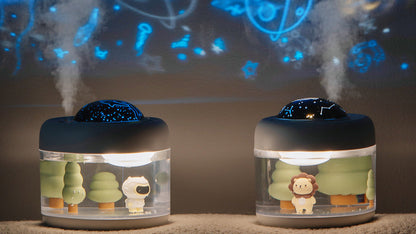 Cute pet projection humidifier micro landscape large fog volume cute cartoon interior USB desktop small night light humidifier