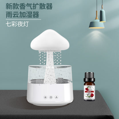 Mushroom Cloud Humidifier Household Heavy Fog Volume Capacity Household Bedroom Lamp Rain Drops Cross-Border Wood Grain Essential Oil Aromatherapy Machine