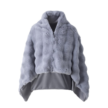 Smart heated blanket/shawl, wearable winter home blanket, faux rabbit fur warm cover, sofa blanket, electric blanket